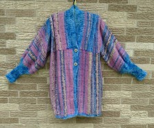 Autentico cappotto maglione boho lana tessuto a mano Nancy Paap Santa Fe originale taglia M