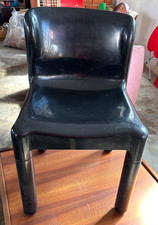 Kartell, designer Carlo Bartoli, sedia plastica nera, usata, anni '70-'80