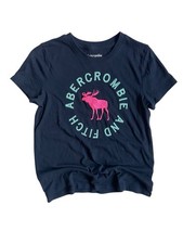 T-shirt bambino Abercrombie logo alce taglia 9/10 blu adatta donna XS Y2K anni 90