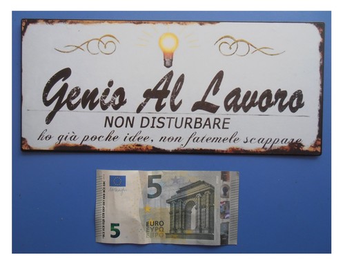 Targa vintage genio lavoro - targa, "genio