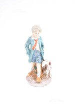 Statua Capodimonte Bambino Con Camice Blu E Cane 16cm