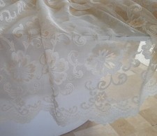 Tessuto per tende al metro tendaggi stoffa arredo avorio panna in pizzo ricamata