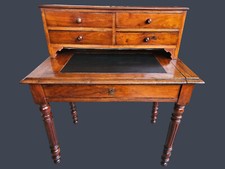 SCRITTOIO CON ALZATA IN NOCE LUIGI FILIPPO ORIGINALE EPOC XIX SECOLO RESTAURATO