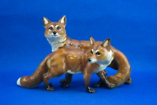 Hutschenreuther scultura animale coppia volpi rosse porcellana GERMANIA 1900 XX