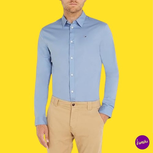 Tommy jeans camicia uomo - jeans,