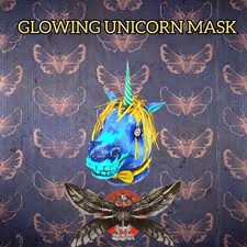 Fallout 76 PS4 PS5 rara maschera carnevale incandescente unicorno