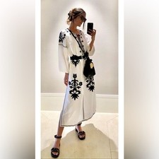 Zara white embroidered - zara, midi