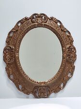 Specchio vintage stile antico da parete con cornice ovale oro dorata in plastica