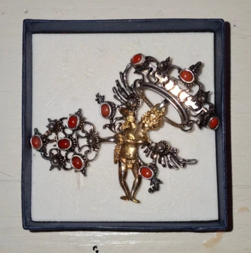Amorino spilla argento - amorino, corallo