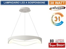 LAMPADARIO LED A ONDA BIANCO MOTAGGIO A SOSPENSIONE 38W COLORAZIONE LUCE 3IN1