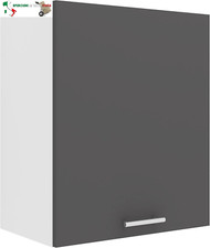 Pensile con 1 Anta, Legno, Bianco/Antracite, Taglia Unica