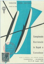 67825 - ITALIA - STORIA POSTALE - CARTOLINA EVENTO: KAYAK 1957 Taormin