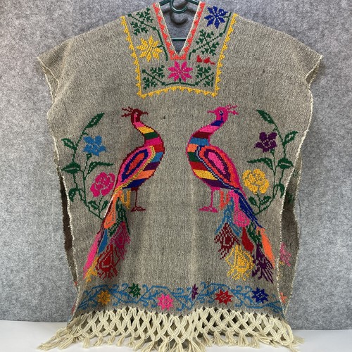 Poncho vintage ricamato mano - poncho,
