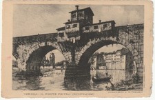 VERONA - IL PONTE PIETRA - RICOSTRUZIONE - ACQUAFORTE DI E. FAGIUOLI -88605-