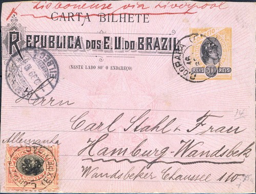 1898 brasile lettera - brasile,, k
