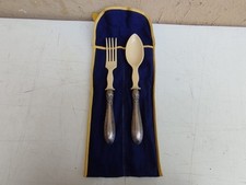 ANTICA COPPIA DI POSATE DA INSALATA MANICI D'ARGENTO TITOLO 800 UTENSILI QUALITÀ