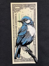 Blue Bird banconota da 1 dollaro originale dipinto tatuaggio arte graffiti street art