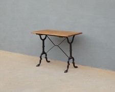 Tavolino da bistrot in ghisa/ferro e piano in faggio, L 90 cm!