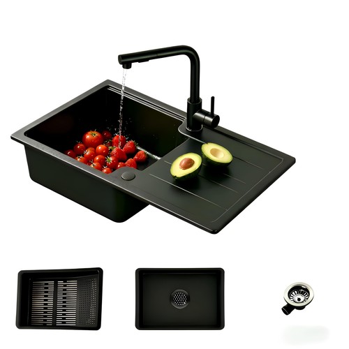 Lavello granito nero 65 - nero,, x