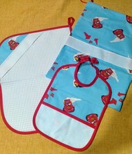 ULTIMO SET ASILO 3 PEZZI con aida X ricamo punto croce CARS CAR SAETTA ULTIMO