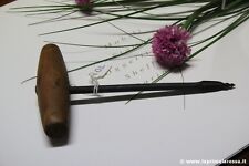 ART.1 -  TRAPANO MANUALE VINTAGE CON MANICO IN LEGNO - PUNTERUOLO D'EPOCA L.cm16