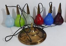 79891 Lampada a sospensione 6 luci a goccia in vetro colorato
