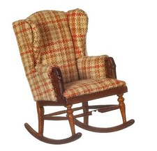 Bambole Casa Vittoriano Sedia a Dondolo Noce 1:24 Mezza Pollici JBM Vivaio