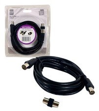 Cavo Antenna TV Maschio Femmina 200 cm Schermato Coassiale Adattatore M/M Nero