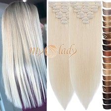 Clip In Remy Extension Capelli Umani Veri 100% Testa Piena 10"12"14"16"18"20"22"24"