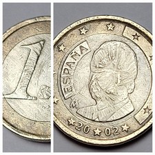 Moneta Rara 1 Euro ESPANA 2002 Spagna Errore di Conio