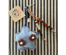 Charm borsa fiore velluto