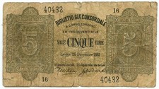 5 LIRE FALSO D'EPOCA BIGLIETTO