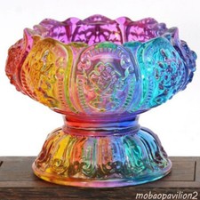 1 pz. 2,9 pollici tazza candela vetro colorato candelabro in rilievo decorazione buddista tibetana