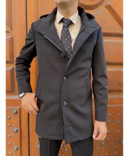 Trench con cappuccio, nero -