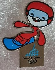 Distintivo OLIMPIADI INVERNALI❄️TORINO 2006 ??spilla MASCOTTE❗pin SNOWBOARD ?
