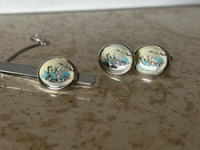 Coppia di Gemelli e Fermacravatta in Metallo smaltato Marina Militare Akraton