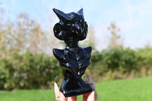 Natural obsidian skull - natural,