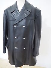 Giacca pelle uomo vintage anni 50 taglia 48-56 polizia vigili del fuoco PEA COAT pelle liscia