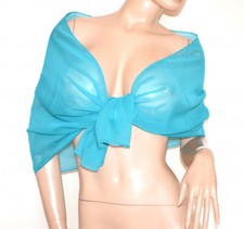 Stola donna foulard azzurro turchese sciarpa coprispalle scialle velato UA40