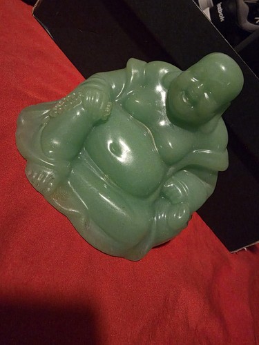 Green seated buddha figurine - seated,