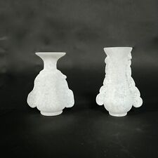 Seguso Vasetti vetro scavo bianco Coppia vasi Vittorio Rigattieri Murano anni 70