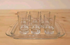 SET lotto n. 6 BICCHIERI e VASSOIO in vetro per amaro-liquore-grappa-drink-shot