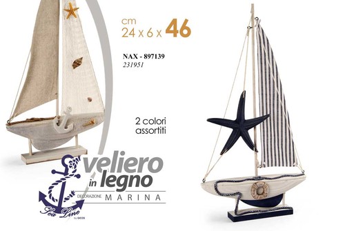 Barca veliero decorativa legno - veliero,