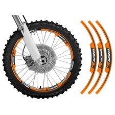 Kit adesivi cerchi anteriore e posteriore motocross enduro Blackbird arancio flu