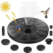 Fontana Solare Da Giardino Esterno Kit Pompa Con 7 Effetti Ugelli per Laghetto..