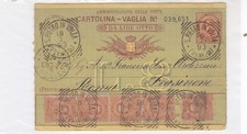 Storia Postale CARTOLINA VAGLIA  L. 8 + 5 valori cent.20