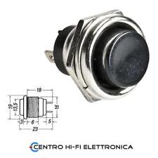 Pulsante nero 3A normale aperto corpo ottone foro 16mm terminali a saldare