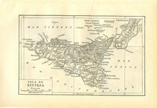 1920s Antique Map Sicily Italy
