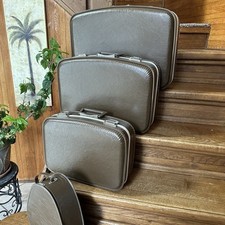 Valigie nidificazione assistente di volo vintage anni 60 guscio rigido marrone set di 4 rare 