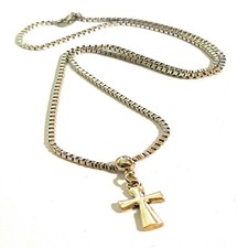 Collana rosario con croce in acciaio inox da uomo donna catenina 50 cm ciondolo